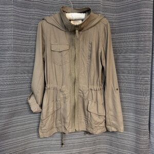Ashley by 26 International Hooded Utility Jacket Khaki Size Large
